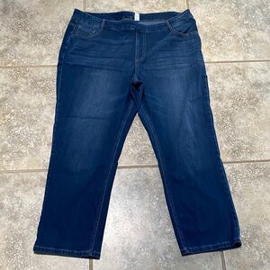 HALARA Women's Relaxed Jeans - Deep Blue inseam is 32 inches